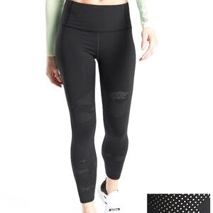 Athleta Persistence Camo Laser Cut 7/8 Tight black, size small. NWT.